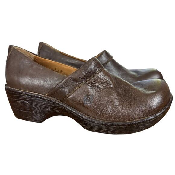 Born Toby Duo Clog Brown Leather Comfort Shoes Womens Slip On sz 8 / 39 - Picture 1 of 16